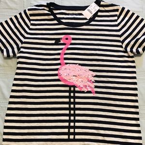 NWT J Crew Collector T-Shirt Striped Flamingo - M